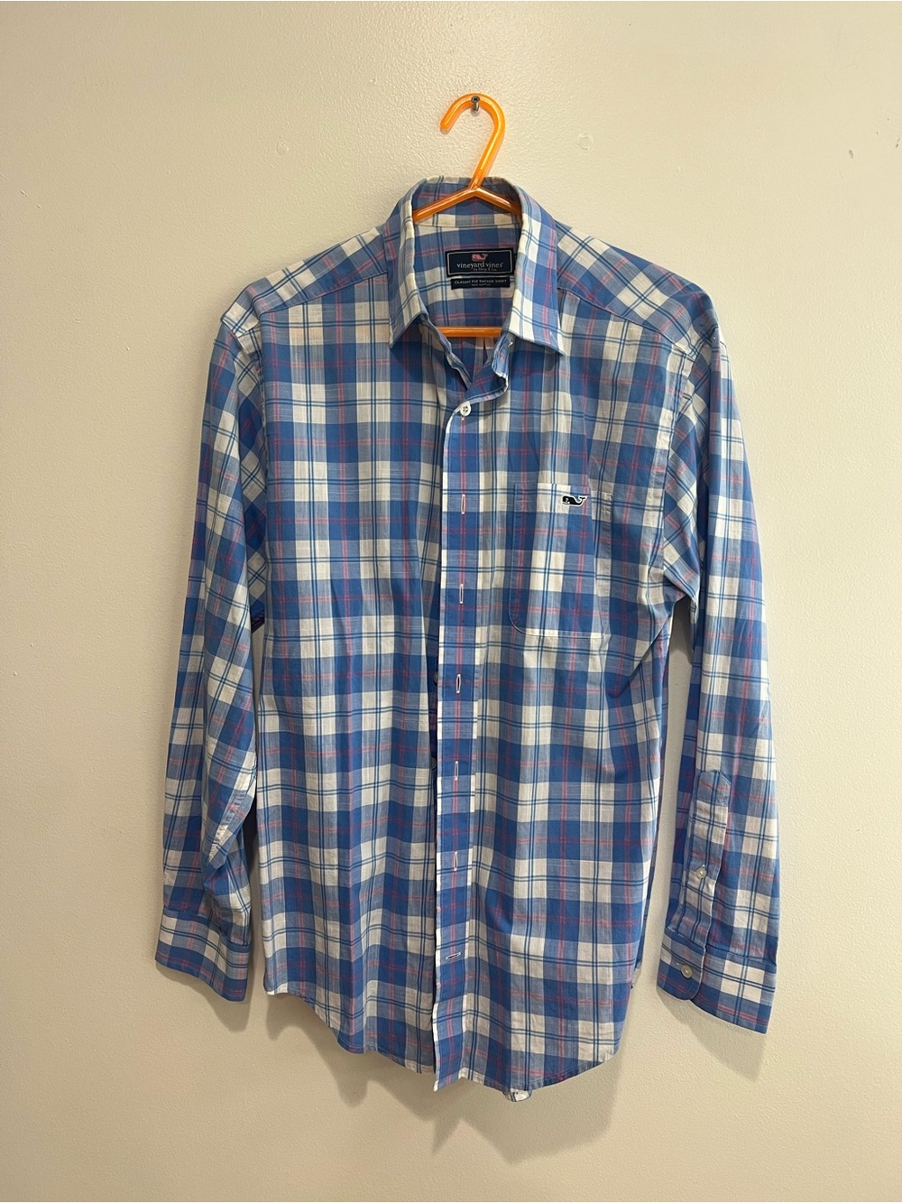 NWOT Vineyard Vines Blue and White Plaid Button-Down Shirt